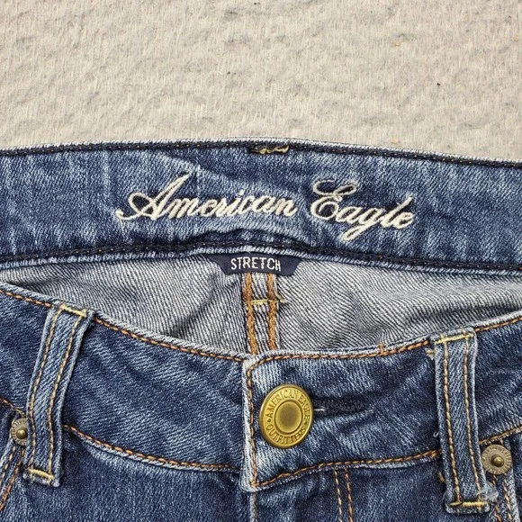 American Eagle Outfitters Skinny Jeans Womens 6 Blue‎ Denim Stretch Whiskered - Picture 7 of 10